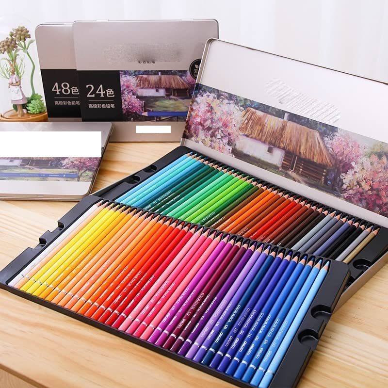 Amazon | 色鉛筆 24-72 色鉛筆セット 鉄箱 梱包 ギフト 色塗り絵用鉛筆